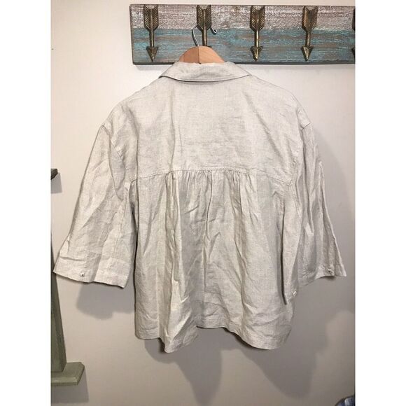 Masai Copenhagen Janica Linen Jacket Sz Large Front Square Pockets Tan Beige - Picture 5 of 8